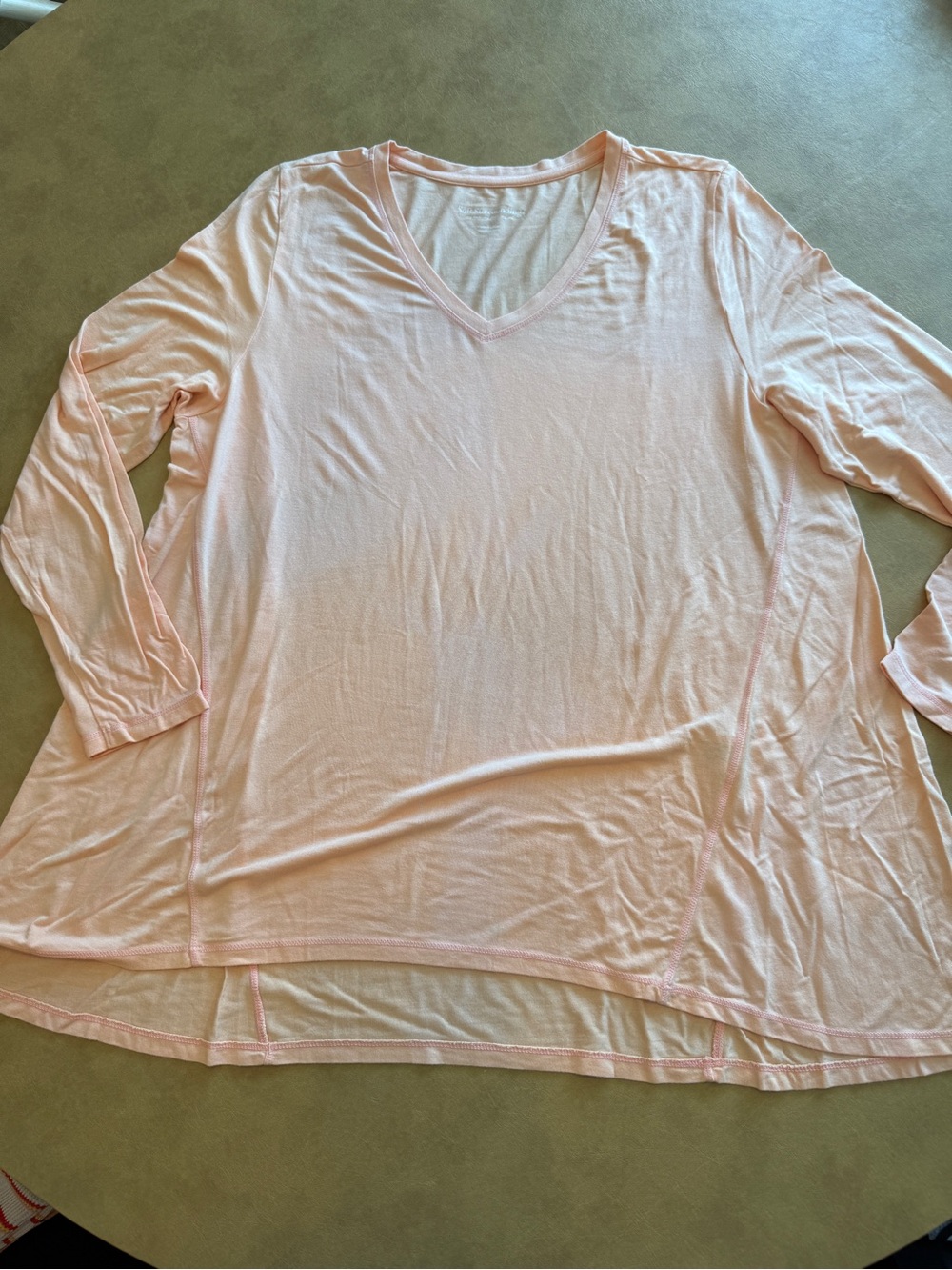 Soft Surroundings Pale Pink V-Neck Long Sleeve Tunic